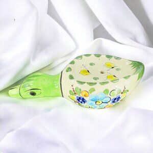 Mexico Hand Made Pottery Hand Painted Duck Bird Soap Holder Dish VTG Signed‎ CAT